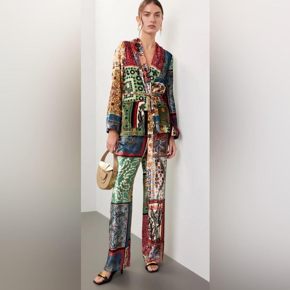 SFIZIO Patchwork Velvet Trousers Rent the Runway Preloved 8 $385 - Picture 3 of 6